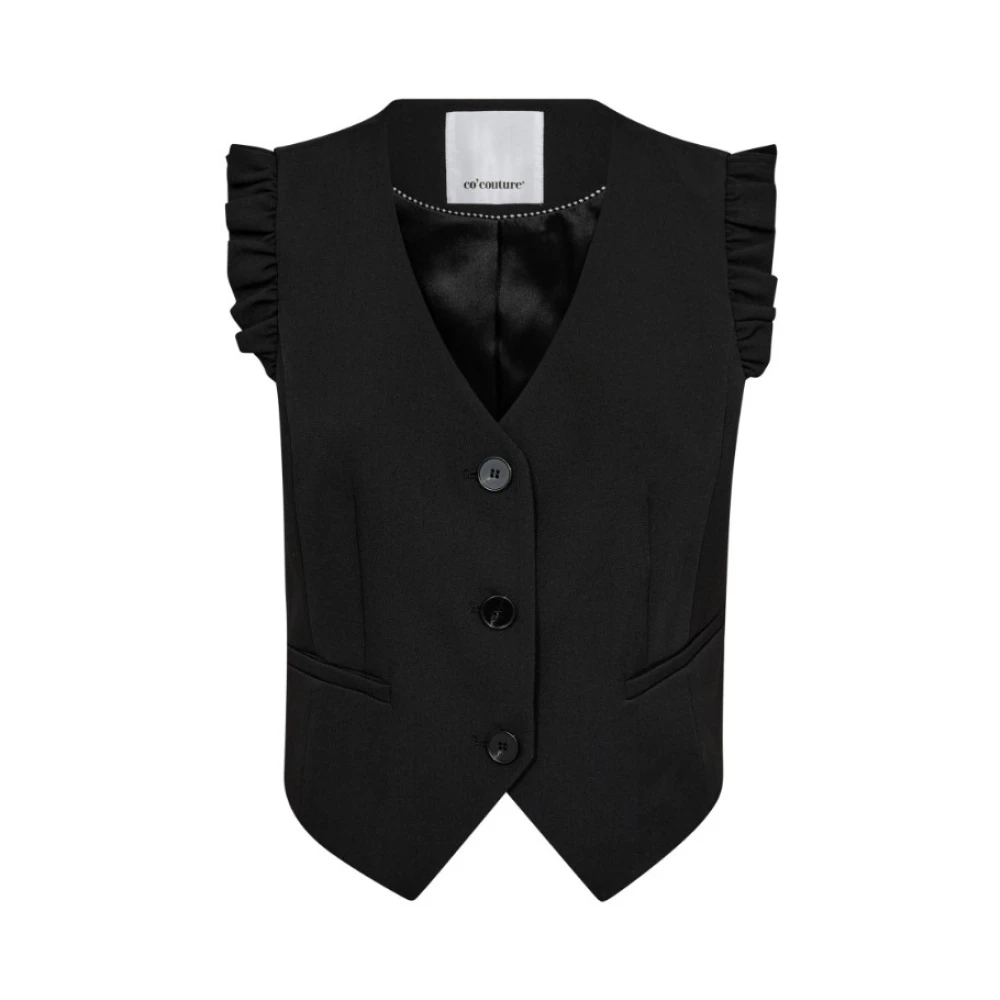 Co'Couture Gerimpelde Kleermaker Vest in Zwart Black Dames