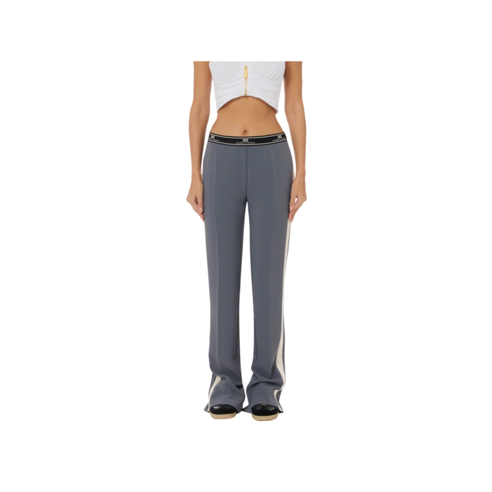 Elisabetta Franchi Rechte Pijp Crêpe Broek met Franse Zakken Gray Dames