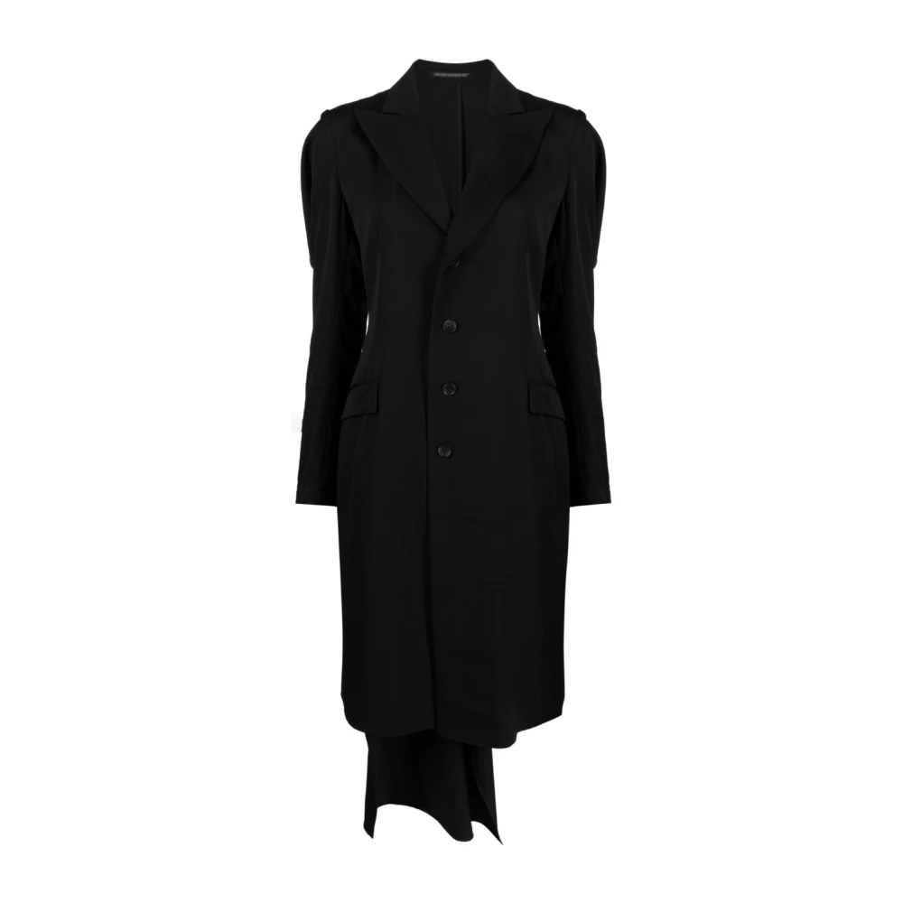 Yohji Yamamoto Zwarte wollen jas met ontworpen mouwen Black Dames