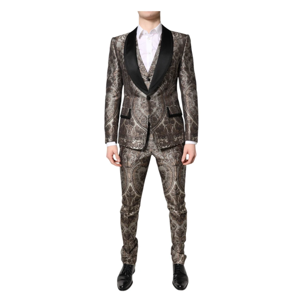 Dolce & Gabbana Men's Multicolor Jacquard 3 Piece Suit - Single Breasted Suits - S - Suits