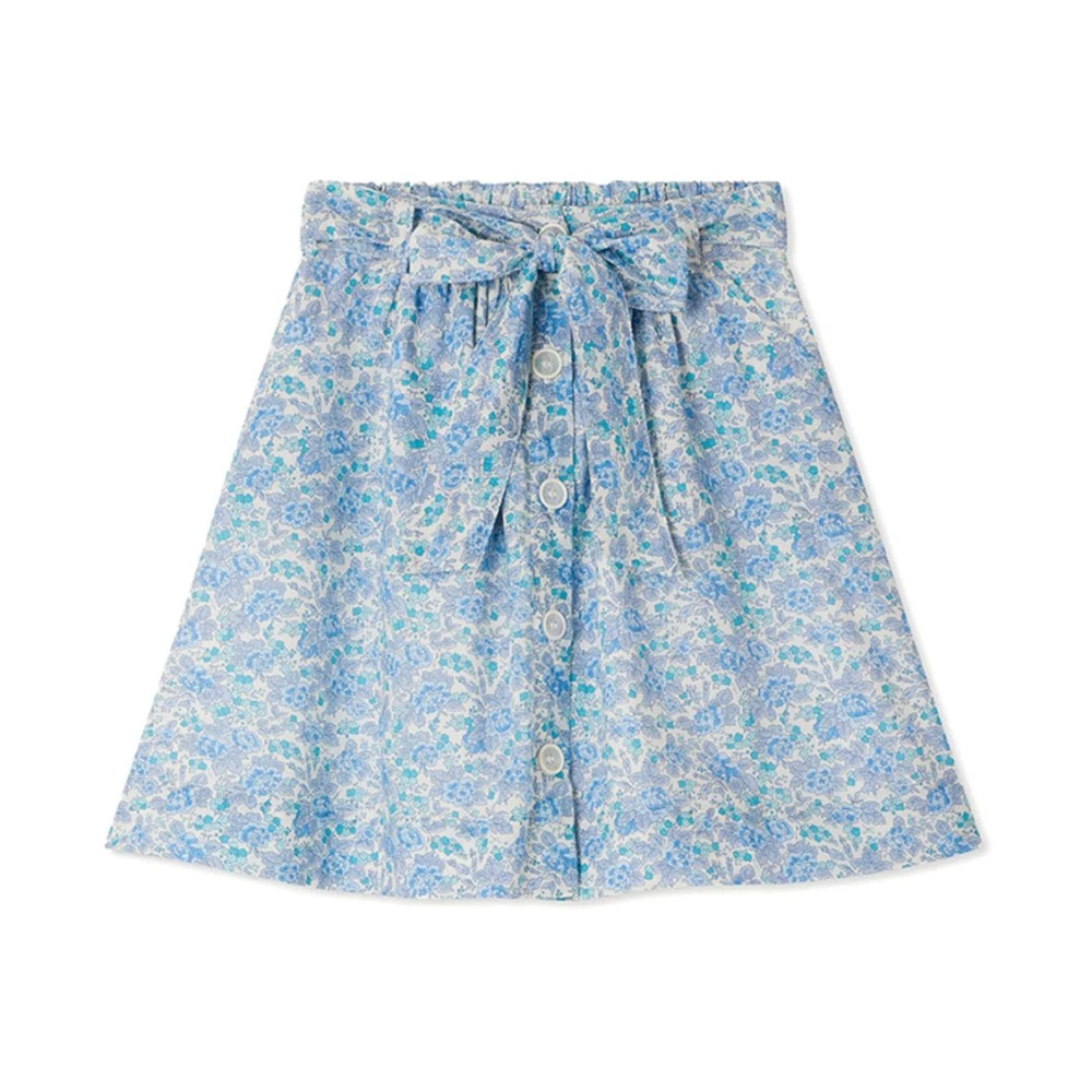 Bonpoint Girls Blue Kids Skirts, 6 Y, Clear Floral Print Skirt