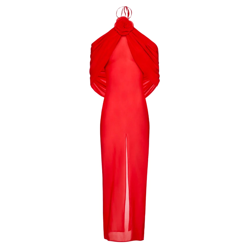 Magda Butrym Elegant Halter Neck Long Dress Red, Dam