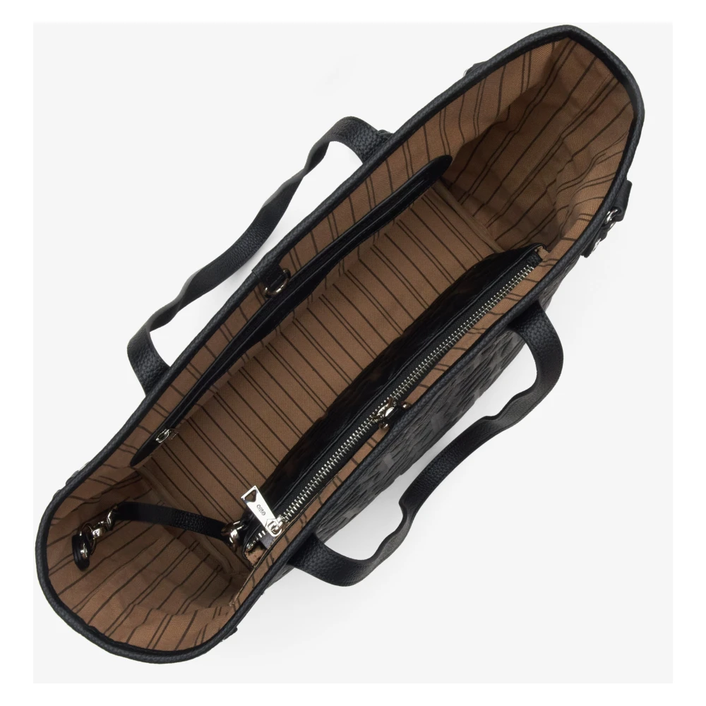 Estro Dames Zwarte Leren Shopper Tas Er00115045 Black Dames