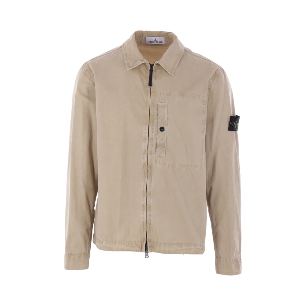 Stone Island Lichtbeige Katoenen Overhemdjasje Beige Heren