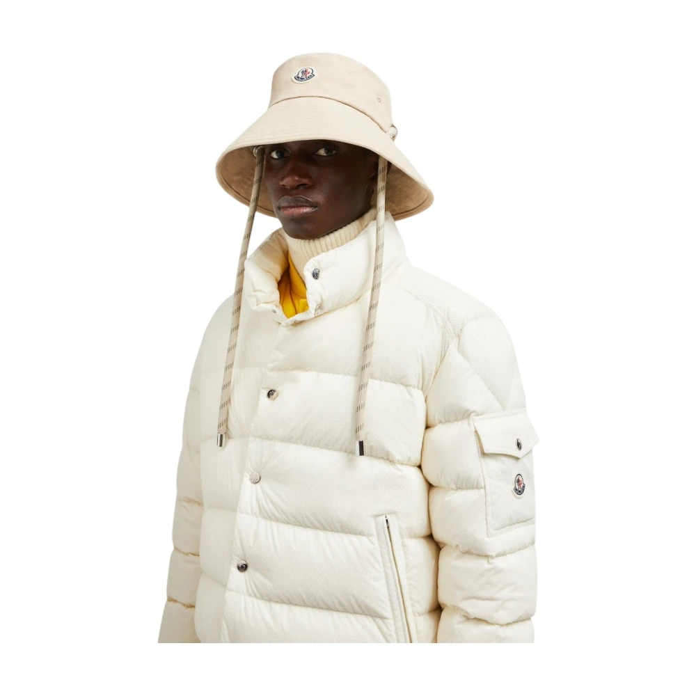 Moncler Witte Korte Donsjas met Flocked Nylon White Heren