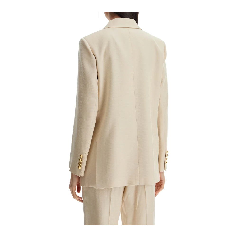 Blazé Milano Ivoor Double-Breasted Viscose Blazer Beige Dames