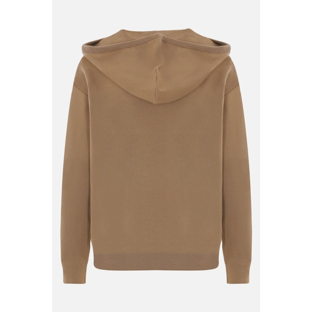 Max Mara Bruine Hoodie Jacquard Patroon Brown Dames
