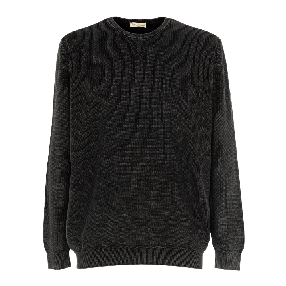 Cashmere Company Heren Crewneck Sweater Zwart Outlet Black Heren