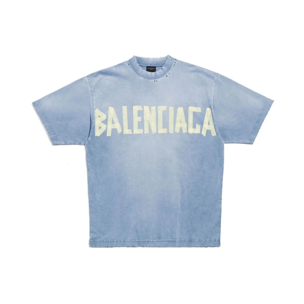 Balenciaga Faded Blue T-Shirt Blue Heren