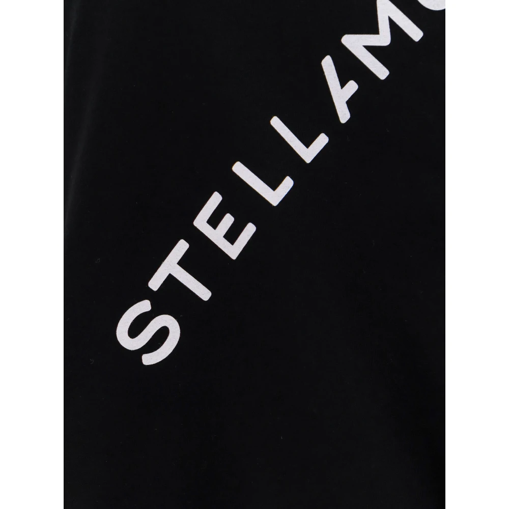 Stella Mccartney Katoenen Top met Logo Print Black Dames