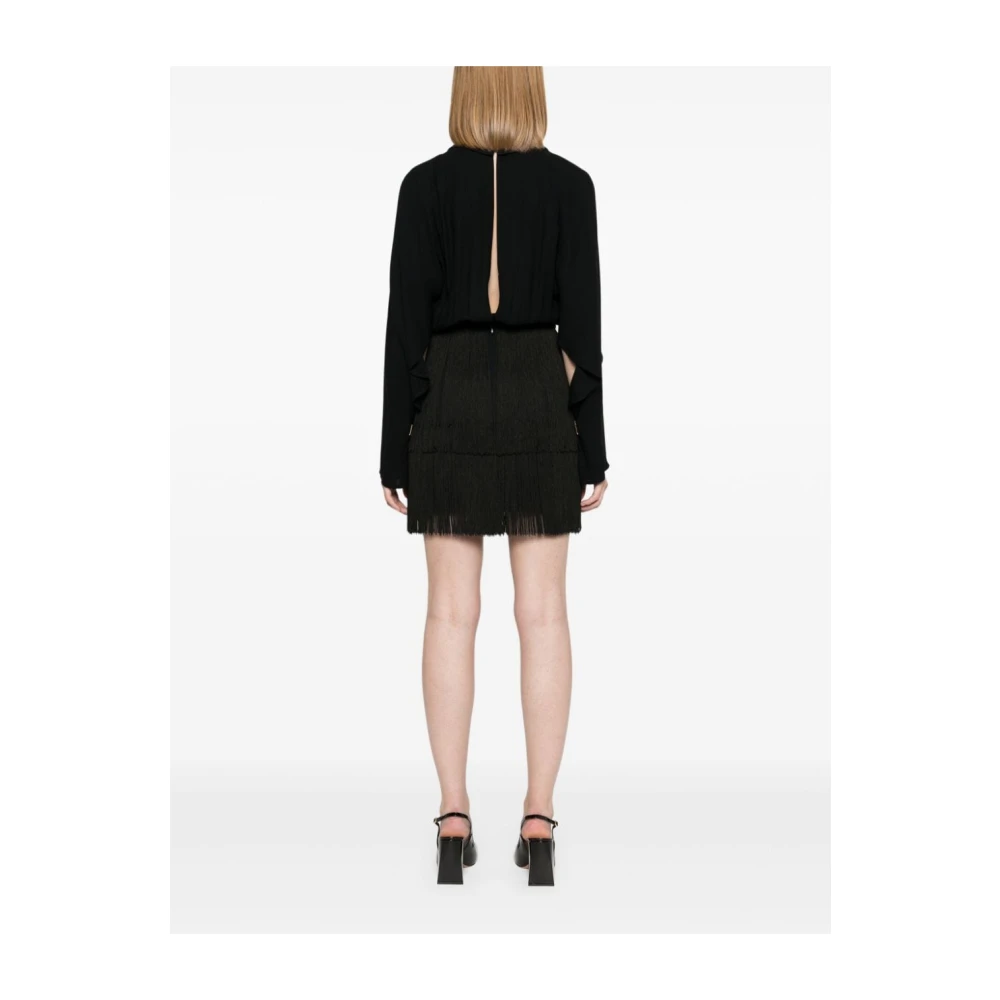 Elisabetta Franchi Zwarte Georgette Shirt Minijurk met Crêpe Rok Black Dames