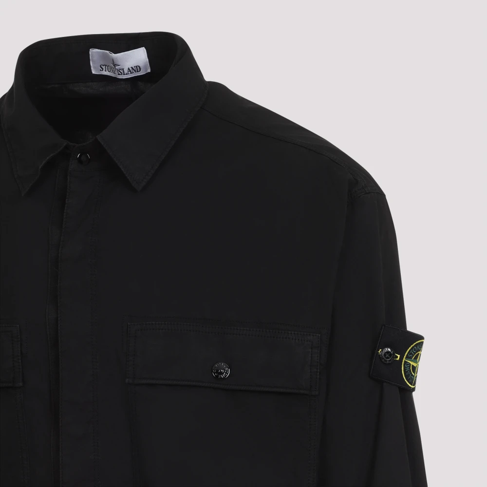 Stone Island Zwarte Overhemd met Klassieke Stijl Black Heren
