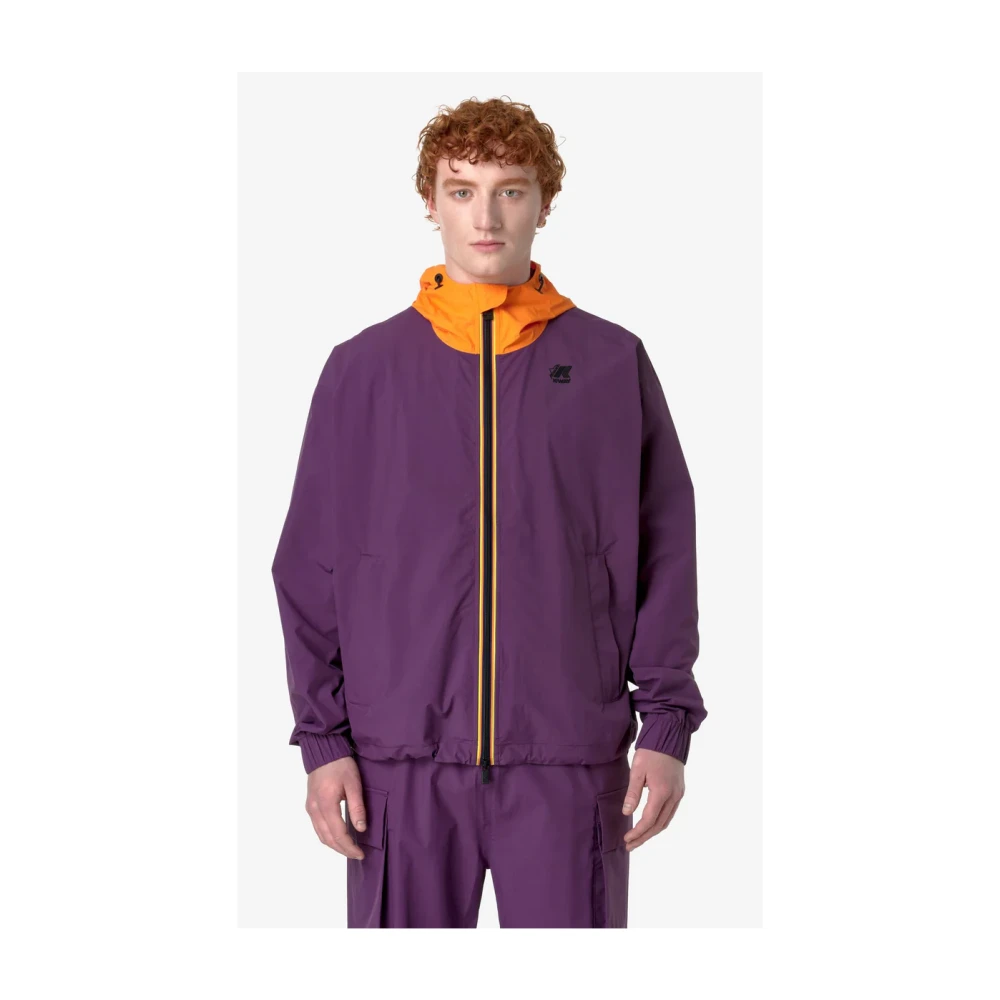 K-way Kleur Blok Waterdichte Jas Purple Heren