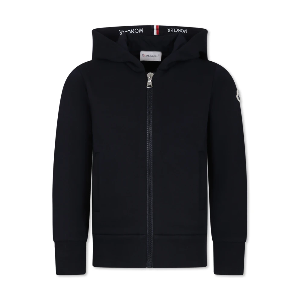 Moncler Unisex Kids Blue Sweatshirts,, Fleece Cotton Zip Hoodie Size 4 Y