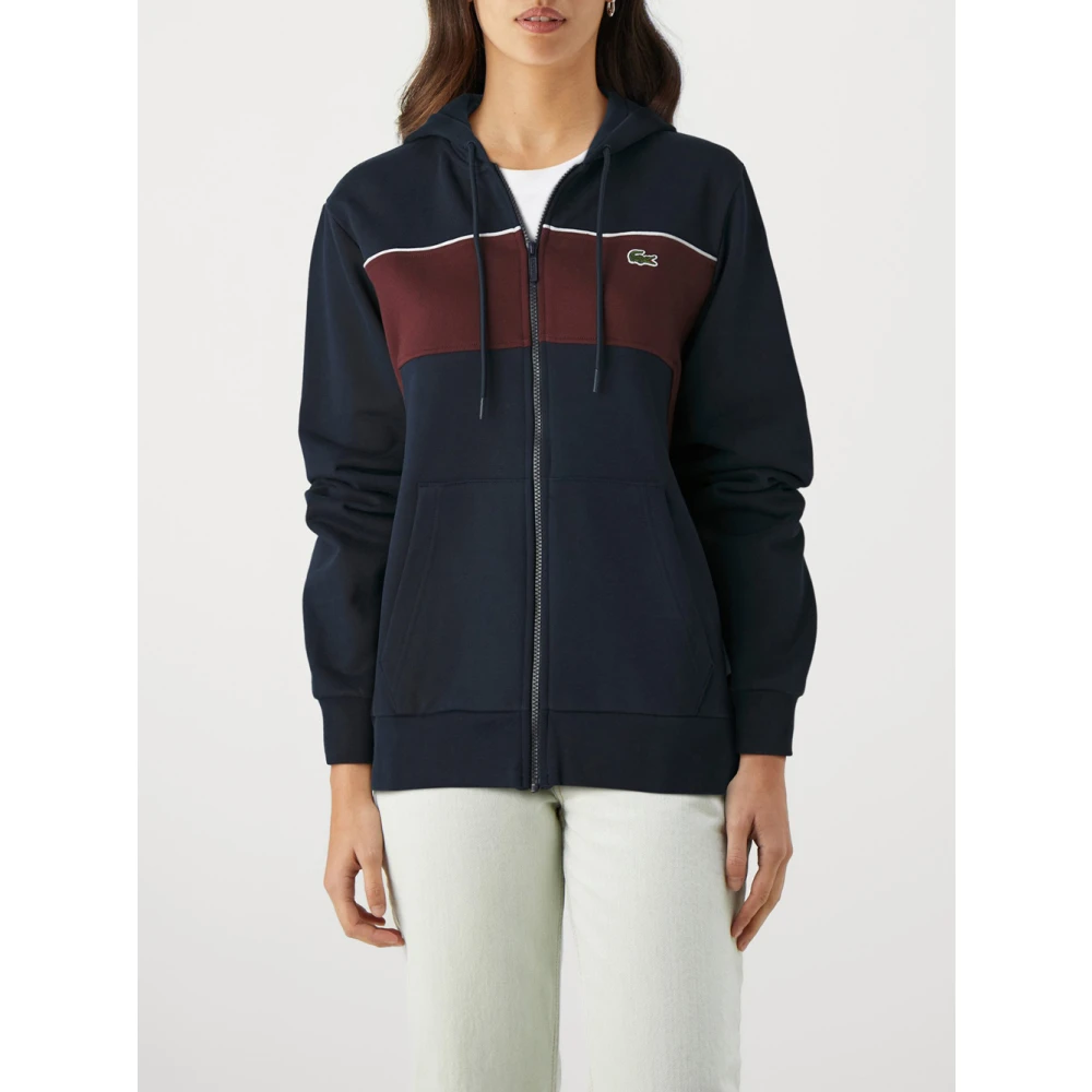 Lacoste Kleur blok hoodie rits trui Multicolor Heren