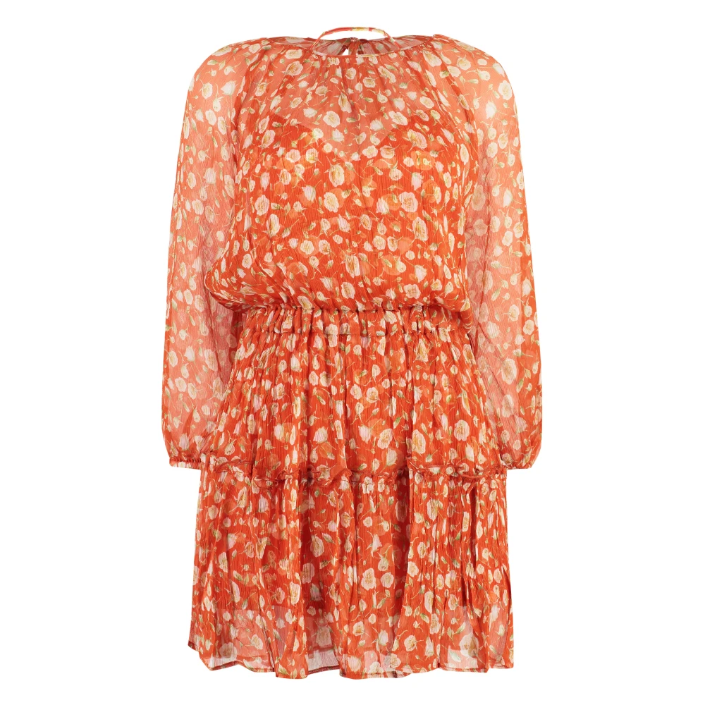 Alessia Zamattio Zijden mini-jurk met bloemenprint Orange Dames