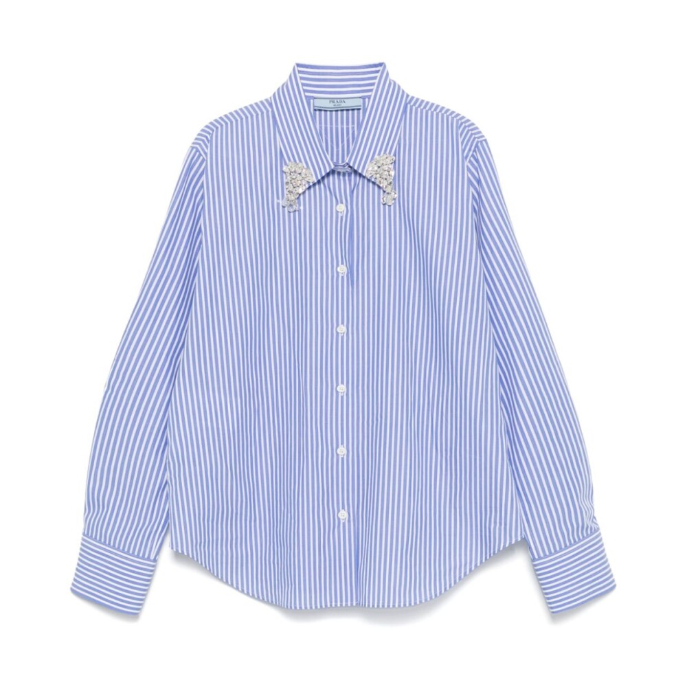 Tシャツ・カットソー PRADA Women Tunic Tops 3556BSOOO11CD F0076 CELESTE Blue Prada Women's Blue Tops | ShopStyle