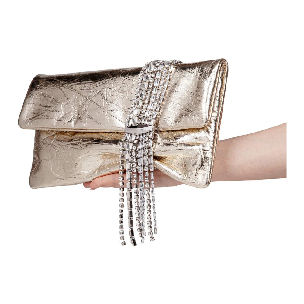 Jimmy Choo Vintage Leren Clutch met Kristallen Yellow Dames