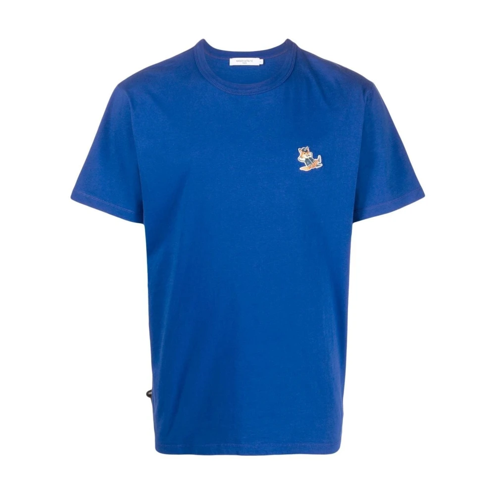 Maison Kitsuné Blauw Logo Patch T-Shirt Blue Heren