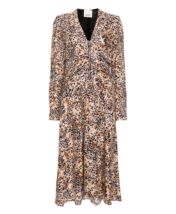 leopard-print-v-neck-midi-dress
