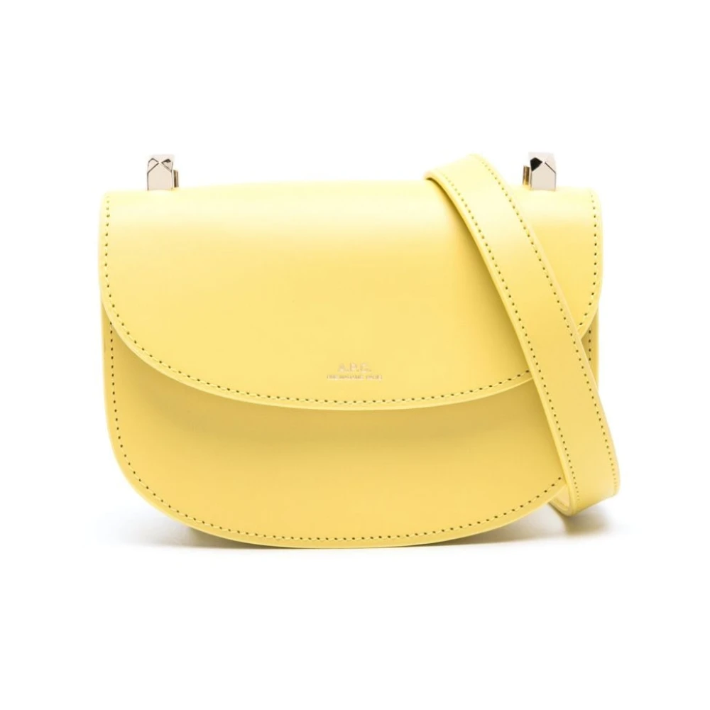 A.p.c. Gele Kalfsleren Schoudertas met Ingedrukt Logo Yellow Dames