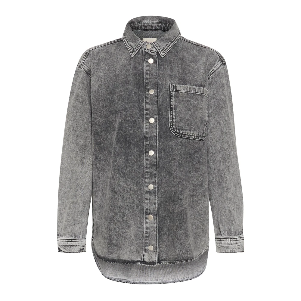 My Essential Wardrobe Boxy Shirt Medium Grey Retro Wash Gray Dames