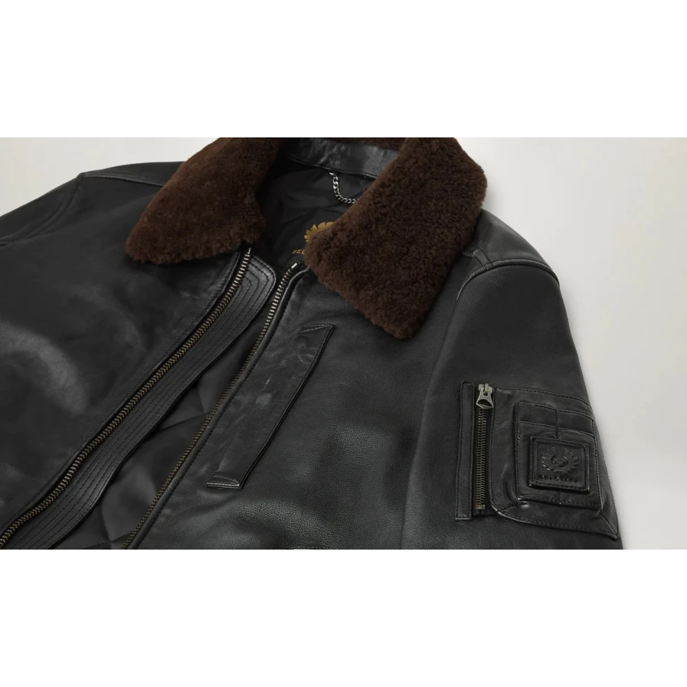 Belstaff Klassieke Alstone Bomberjack van Lambsleer Black Heren