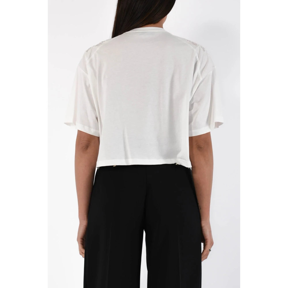 Elisabetta Franchi Cropped Jersey T-shirt White Dames