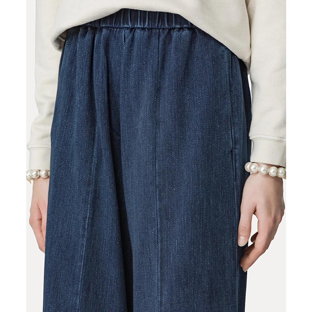 Forte Denim Elastische Broek Blue Dames