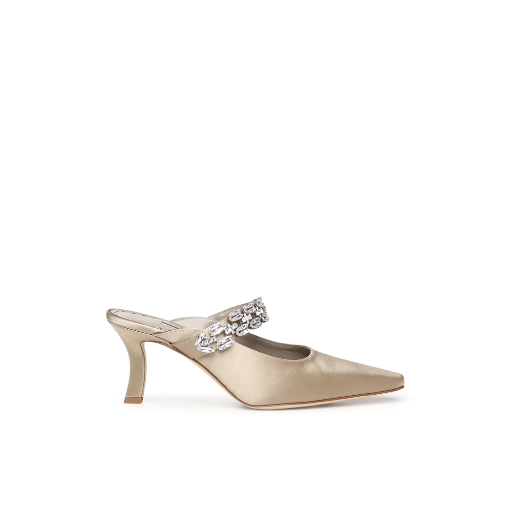 Manolo Blahnik Women's Beige Heeled Mules, 6 1/2 Uk, Heeled Mules