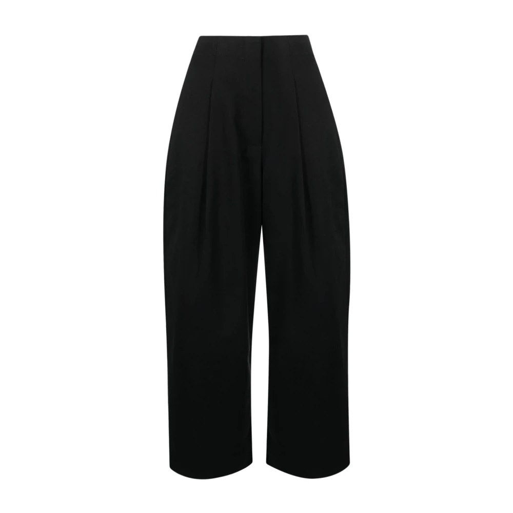 Studio Nicholson Zwarte hoge taille wijde broek Black Dames