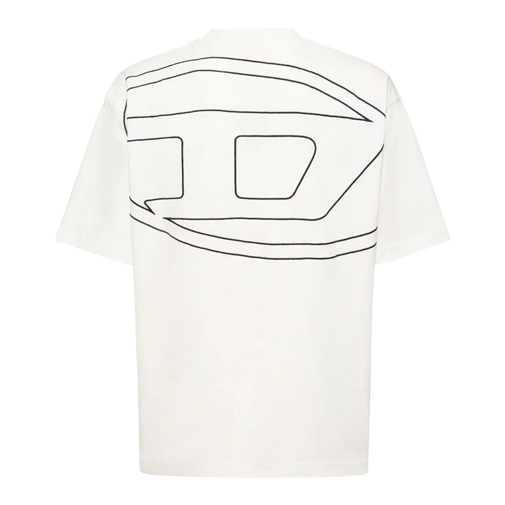 Diesel Geborduurd Logo T-shirt in Wit White Heren