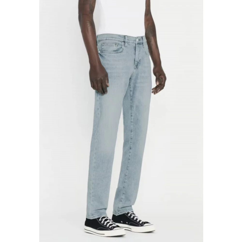 Frame Slim Straight Denim Jeans in Blauw Blue Heren