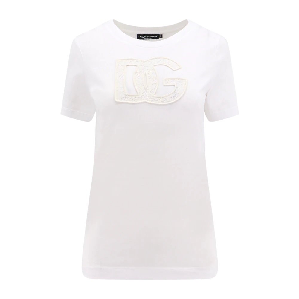 Dolce & Gabbana Logo Patch Crew-neck T-Shirt White Dames