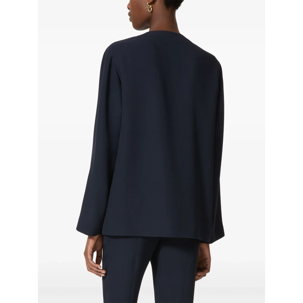 Valentino Garavani Blauwe Zijden Shirt V Gouden Detail Blue Dames