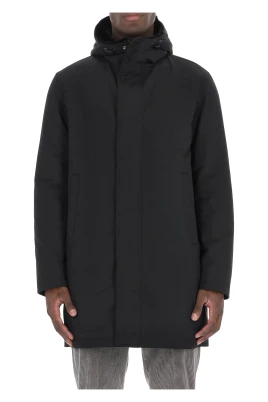 Svart nylonparka med teddyfoder