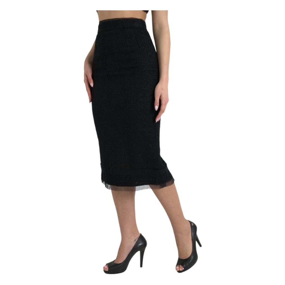 Dolce & Gabbana Elegante midi-rok met hoge taille Black Dames