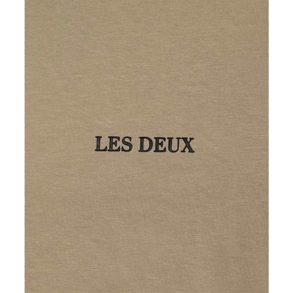 Les Deux Contrasterend Logo Katoenen T-Shirt Beige Heren