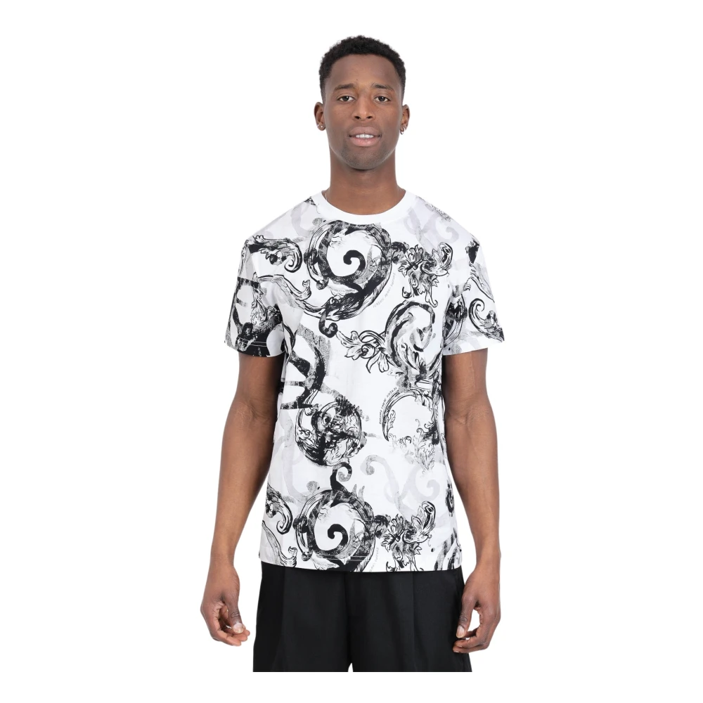 Versace Jeans Couture Abstract Multikleur Aquarel T-shirt White Heren