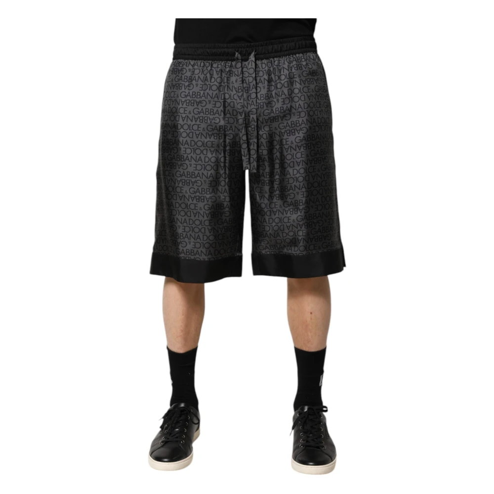 Dolce & Gabbana Men's Black Luxury Silk Dg Logo Bermuda Shorts - Casual Shorts - M - Shorts
