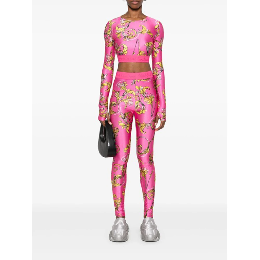 Versace Jeans Couture Barocco Print Leggings in Fuchsia Roze Pink Dames