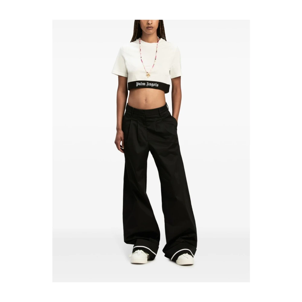 Palm Angels Logo Underband Crew Neck T-shirt White Dames