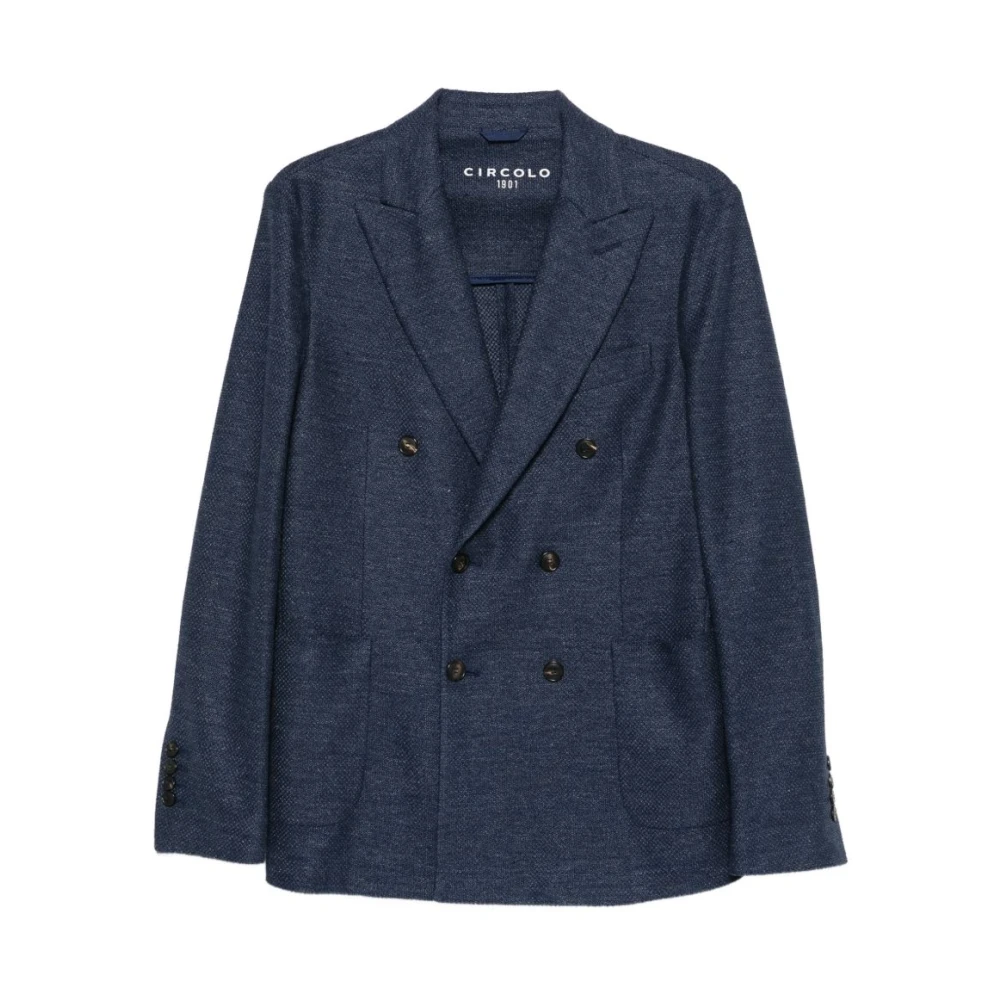 Circolo 1901 Men's Blue Blazers, 3XL, Double-Breasted Wool Jacket