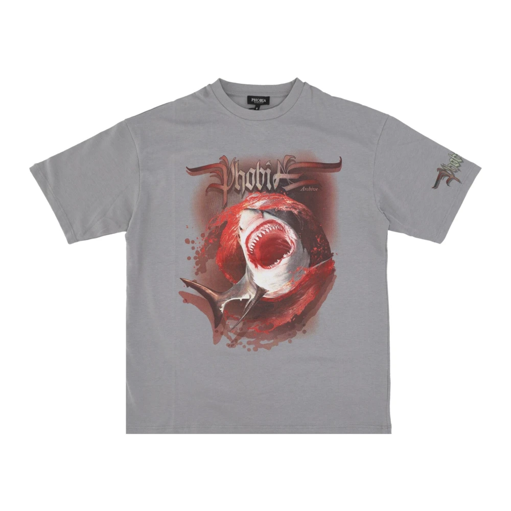 Phobia Archive Uomo Grigio Shark Print Tee