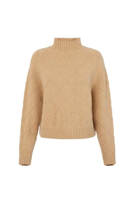Pullover i stickat tyg med Jacquard-diamanter