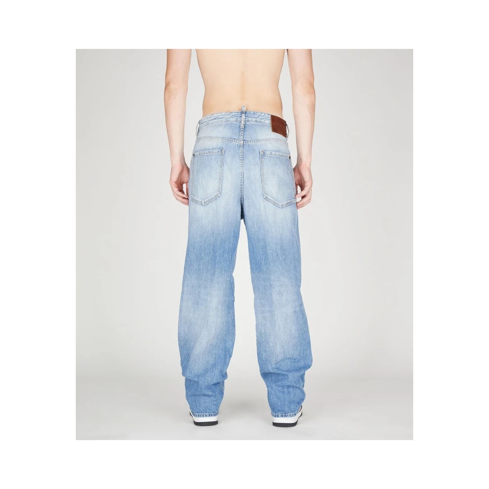 Dsquared2 Versleten Loszittende Katoenen Jeans Blue Heren