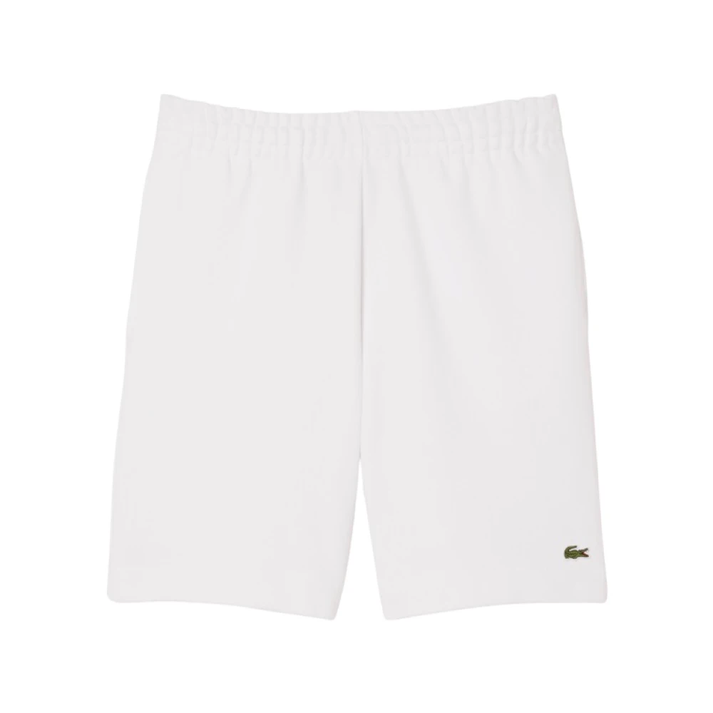 Lacoste Men's White Training Shorts, M, Regular Fit Fleece Shorts