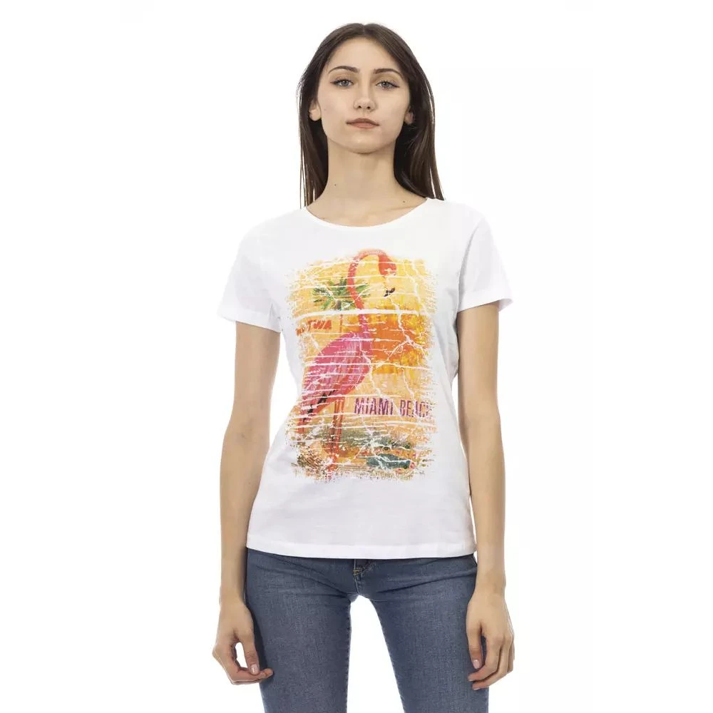 Trussardi Women's White Graphic Flair Short Sleeve Tee