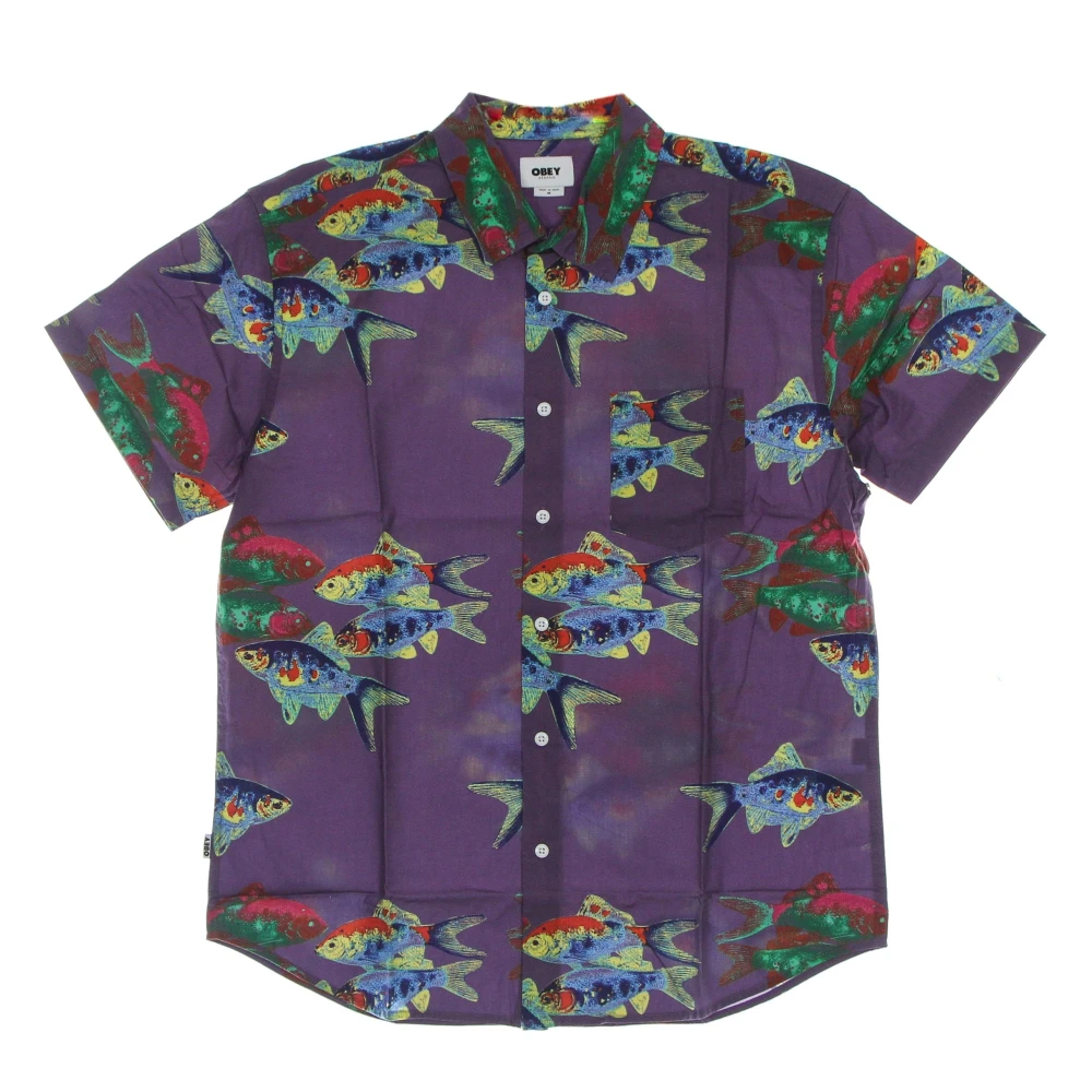 Obey Geweven lavendel zijden herenshirt Multicolor Heren