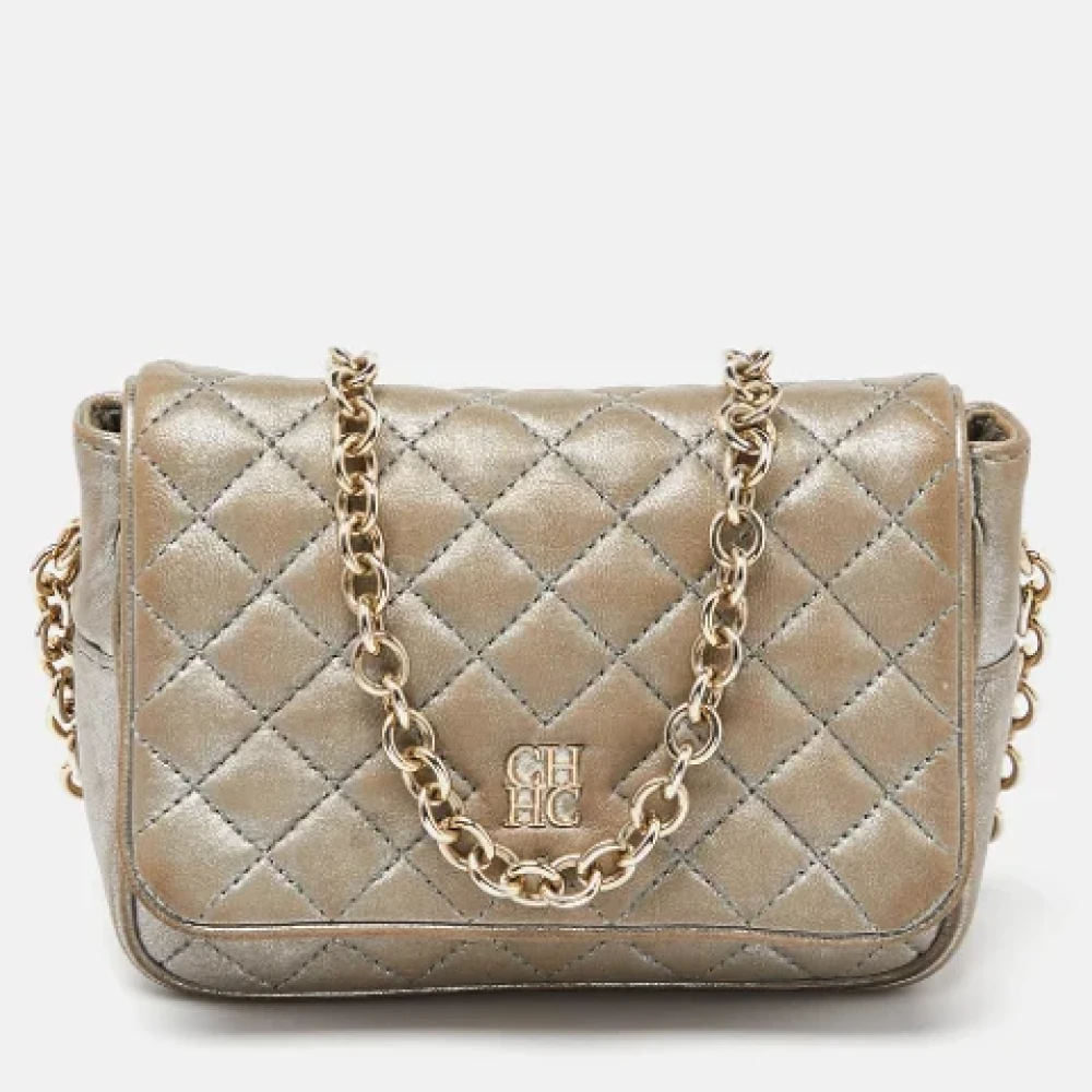 Carolina Herrera Pre-owned Leather shoulder-bags Gray Dames